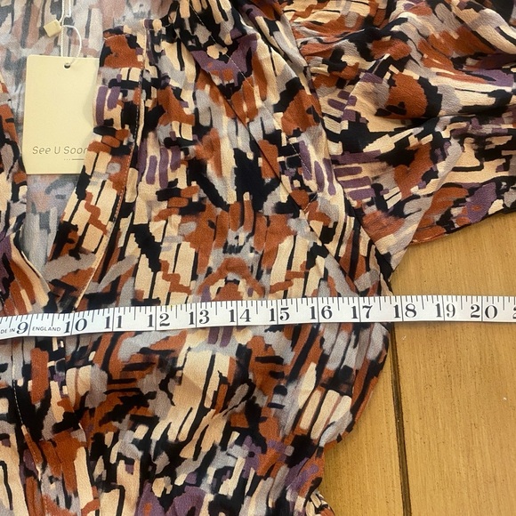 Women’s Maxi Long Sleeve Brown Black Cream Purple Dress New medium - Picture 8 of 16